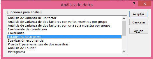 Excel Analisis datos Estadistica descriptiva