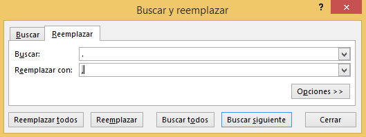 Excel reemplazar